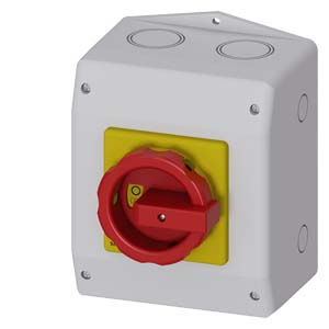 Szakaszoló fő- és vészkapcsoló 63A 4P 18.5kW/400VAC-3 előlapi központos tokozott SENTRON SIEMENS