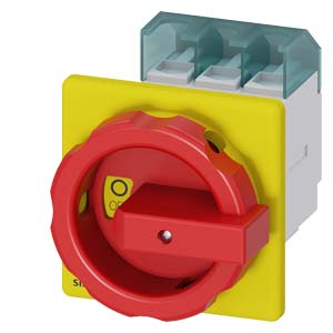Szakaszoló fő- és vészkapcsoló 63A 3P 18.5kW/400VAC-3 előlapi központos fix piros SENTRON SIEMENS