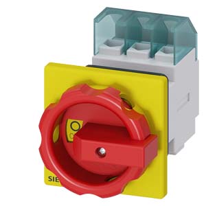 Szakaszoló fő- és vészkapcsoló 25A 3P 7.5kW/400VAC-3 előlapi központos fix piros SENTRON SIEMENS