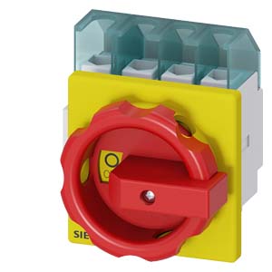 Szakaszoló fő- és vészkapcsoló 25A 4P 7.5kW/400VAC-3 beépíthető fix piros zárható SENTRON SIEMENS