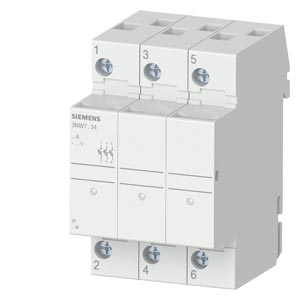 Hengeres-biztosító aljzat sorolható 3P 10x38mm-betét 690V 3M kalapsínre SENTRON SIEMENS