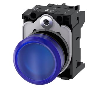 Jelzőlámpa komplett műa. d22 1x LED kék 230V AC kerek lapos csavaros SIRIUS ACT SIEMENS