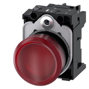 Jelzőlámpa komplett műa. d22 1x LED piros 230V AC kerek lapos csavaros SIRIUS ACT SIEMENS