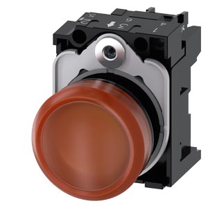 Jelzőlámpa komplett műa. d22 1x LED narancs 230V AC kerek lapos csavaros SIRIUS ACT SIEMENS