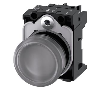 Jelzőlámpa komplett műa. d22 1x LED víztiszta 24V AC/DC kerek lapos csavaros SIRIUS ACT SIEMENS