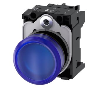 Jelzőlámpa komplett műa. d22 1x LED kék 24V AC/DC kerek lapos csavaros SIRIUS ACT SIEMENS