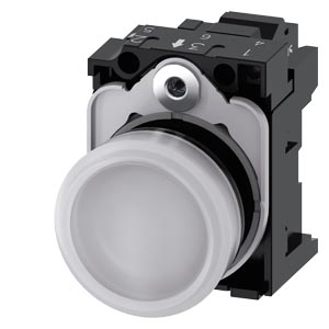 Jelzőlámpa komplett műa. d22 1x LED fehér 230V AC kerek lapos rugószorításos SIRIUS ACT SIEMENS