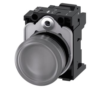 Jelzőlámpa komplett műa. d22 1x LED víztiszta 24V AC/DC kerek lapos SIRIUS ACT SIEMENS