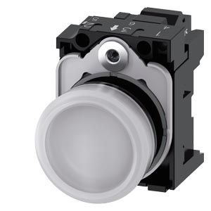 Jelzőlámpa komplett műa. d22 1x LED fehér 24V AC/DC kerek lapos rugószorításos SIRIUS ACT SIEMENS