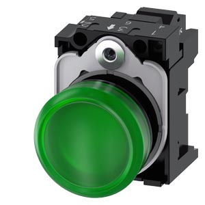 Jelzőlámpa komplett műa. d22 1x LED zöld 24V AC/DC kerek lapos rugószorításos SIRIUS ACT SIEMENS