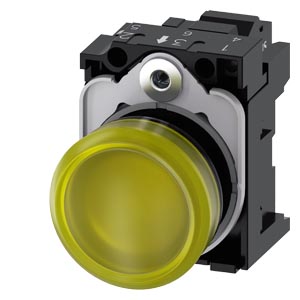 Jelzőlámpa komplett műa. d22 1x LED sárga 24V AC/DC kerek lapos rugószorításos SIRIUS ACT SIEMENS