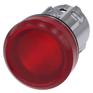 Jelzőlámpa fej fém d22 kerek piros lapos 1-lámpa króm fém-gyűrű IP67/IP69K SIRIUS ACT SIEMENS