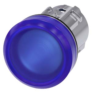 Jelzőlámpa fej fém d22 kerek kék lapos 1-lámpa króm fém-gyűrű IP67/IP69K SIRIUS ACT SIEMENS