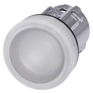 Jelzőlámpa fej fém d22 kerek fehér lapos 1-lámpa króm fém-gyűrű IP67/IP69K SIRIUS ACT SIEMENS