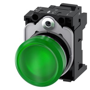 Jelzőlámpa komplett műa. d22 1x LED zöld 24V AC/DC kerek lapos rugószorításos SIRIUS ACT SIEMENS