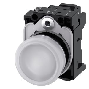 Jelzőlámpa komplett műa. d22 1x LED fehér 24V AC/DC kerek lapos rugószorításos SIRIUS ACT SIEMENS