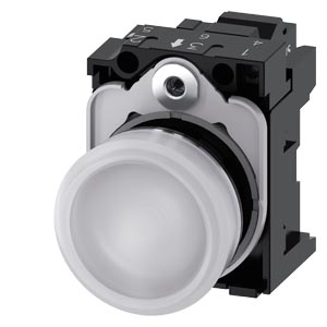 Jelzőlámpa komplett műa. d22 1x LED fehér 230V AC kerek lapos rugószorításos SIRIUS ACT SIEMENS