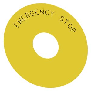 Felirati tábla d22 vészgombhoz EMERGENCY STOP üres sárga kerek 75mm/ SIRIUS ACT SIEMENS
