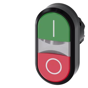 Kettős nyomógombfej műanyag d22 lapos piros/zöld visszaugró ovális SIRIUS ACT SIEMENS