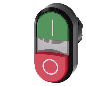 Kettős nyomógombfej műanyag d22 I/O világító piros/zöld visszaugró ovális SIRIUS ACT SIEMENS