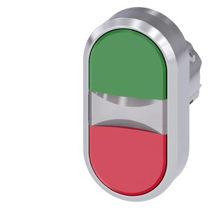 Kettős nyomógombfej műanyag d22 lapos piros/zöld visszaugró ovális SIRIUS ACT SIEMENS