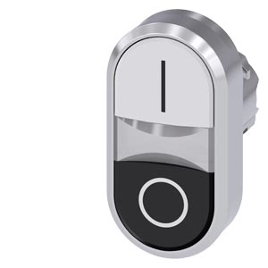 Kettős nyomógombfej műanyag d22 I/O lapos fekete/fehér visszaugró ovális SIRIUS ACT SIEMENS
