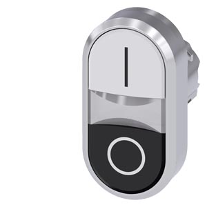 Kettős nyomógombfej műanyag d22 I/O világító lapos fekete/fehér visszaugró SIRIUS ACT SIEMENS