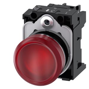 Jelzőlámpa komplett műa. d22 1x LED piros 24V AC/DC kerek lapos csavaros SIRIUS ACT SIEMENS