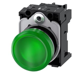 Jelzőlámpa komplett műa. d22 1x LED zöld 24V AC/DC kerek lapos csavaros SIRIUS ACT SIEMENS