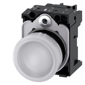 Jelzőlámpa komplett műa. d22 1x LED fehér 24V AC/DC kerek lapos csavaros SIRIUS ACT SIEMENS