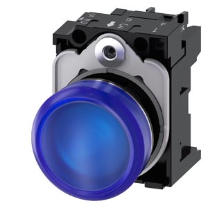 Jelzőlámpa komplett műa. d22 1x LED kék 230V AC kerek lapos csavaros SIRIUS ACT SIEMENS
