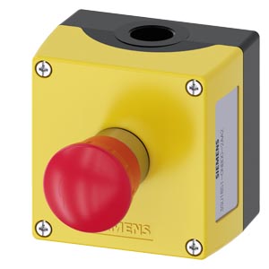 Tokozott vésznyomó fordítónyugtázás 1-poz. 5-500V50Hz 5-500VDC sárga fém 2ny SIRIUS ACT SIEMENS