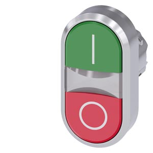 Kettős nyomógombfej műanyag d22 I/O lapos piros/zöld visszaugró ovális SIRIUS ACT SIEMENS