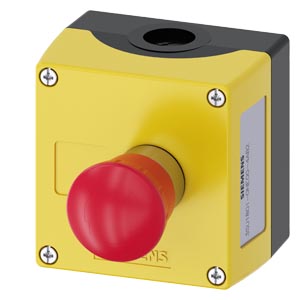 Tokozott vésznyomó fordítónyugtázás 1-poz. 5-500V50Hz 5-500VDC sárga műanyag SIRIUS ACT SIEMENS