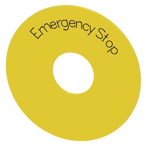 Felirati tábla d22 vészgombhoz EMERGENCY STOP üres sárga kerek 75mm/ SIRIUS ACT SIEMENS
