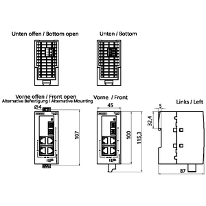 Produktbild von Siemens SCALANCE XB004-1 – Industrial Ethernet Switch – 6GK5004-1BD00-1AB2, Gebraucht