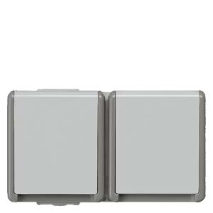 Delta Flat 162/2 dugalj földelt csapófedéllel gyerekzárral szürke IP44 süllyesztett rugós SIEMENS