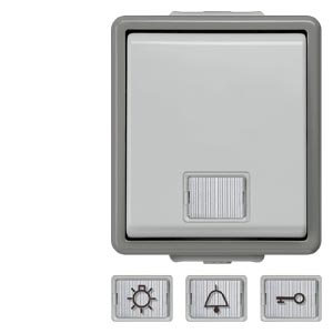 Delta Flat N101 nyomó betét komplett házban 1- nyomó/érintő 1z szürke IP44 műanyag 5TD SIEMENS