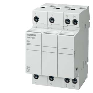 Hengeres-biztosító aljzat sorolható 4P 10x38mm-betét 690V 3M kalapsínre SENTRON SIEMENS