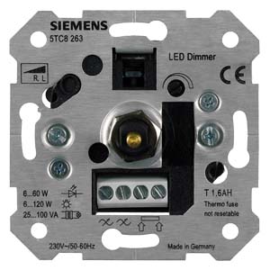 Delta fényerőszabályzó betét forgató-/nyomógomb 6.0-120.0VA induktív-terhelés 5TC SIEMENS