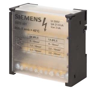 Sorkapocssín elosztóblokk 4P 6..16mm2/8x4…10mm2 DIN-sínre lapos 80A 5ST SIEMENS