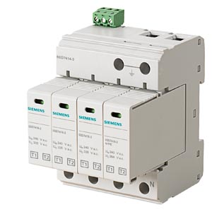 Túlfeszültség-levezető dugaszolható  kombi T1-T2 3P T2 TN-S TT 240V/AC 50kA 4M SENTRON SIEMENS