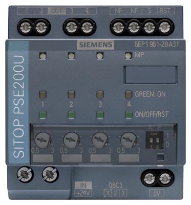 Module de sélectivité SITOP PSE200U, DC 24 V/4 x 0,5 ... 3 A avec signalisation par canal