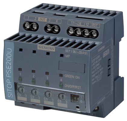 Module de sélectivité SITOP PSE200U, DC 24 V/4 x 0,5 ... 3 A avec contact de signalisation