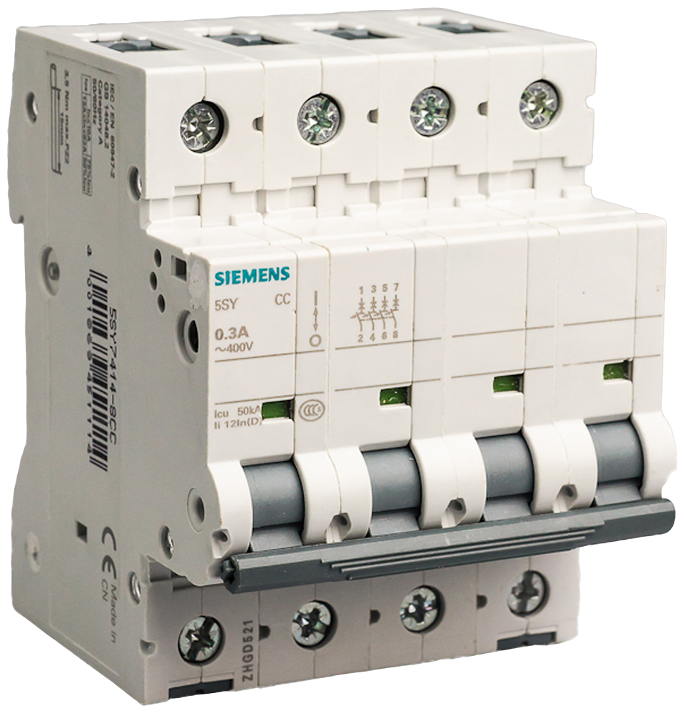 Aptomat tép (MCB) Siemens 5SY, 4 cực, đặc tính C, 25 A, 15 kA