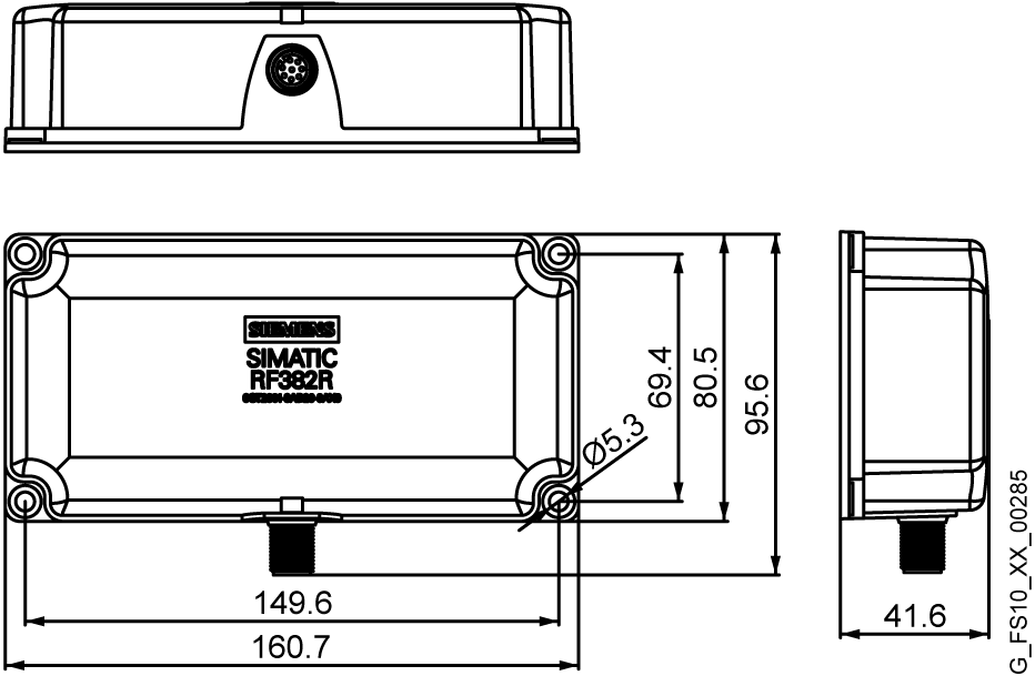 SIMATIC RF300, čtečka RF382R (režim skenování ISO) RS422/232, IP67, -25 až +70°C