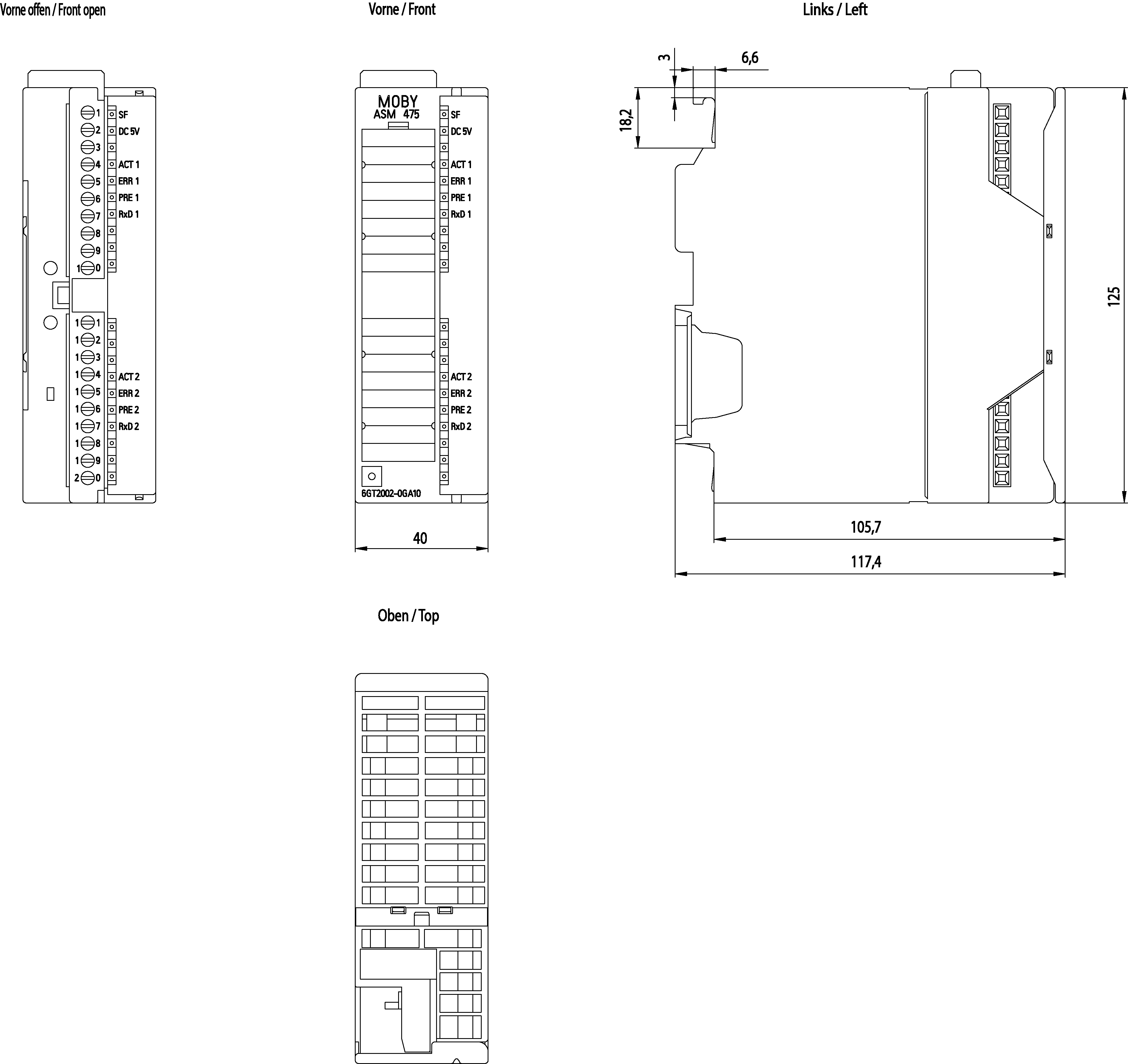 MOBY, komunik. modul ASM 475, pro SIMATIC S7 300 a ET 200M, nastavitelné param.