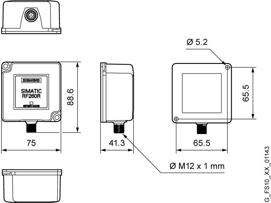SIMATIC RF200, čtečka RF260R, RS232 (ASCII/režim skenování), IP67, -25 až +70°C