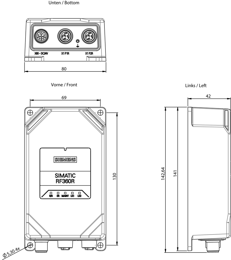 SIMATIC RF300, čtečka RF360R, IE, IP67, 0 až +55°C