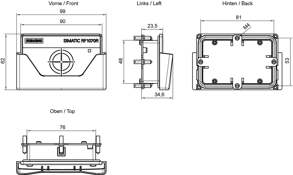 SIMATIC RF1000 čtečka kontr. příst. RF1070R,ISO14443A/BMifare,ISO15693LegPri,OEM